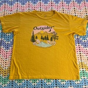 Pura Vida Outsider Yellow Tee T-Shirt Inspirational Text Oversized Top Medium